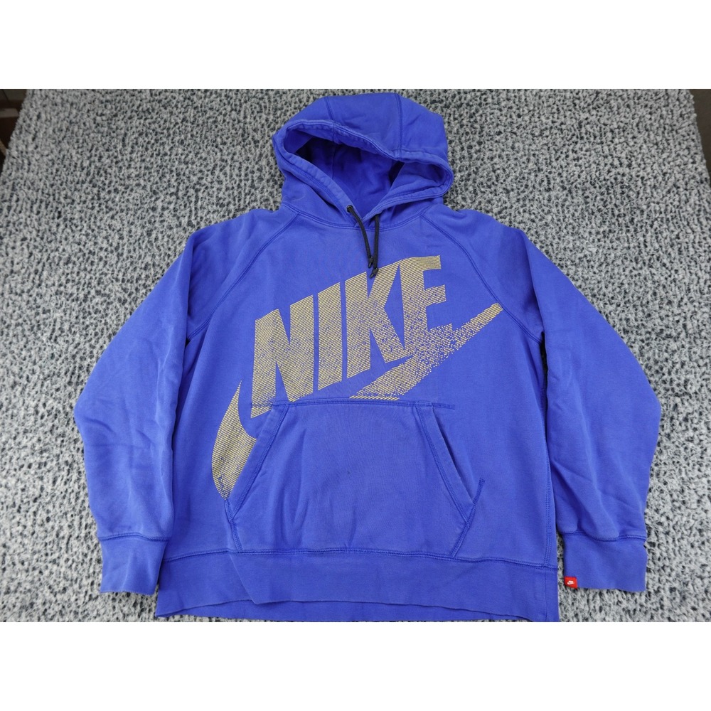 Nike Hoodie Men Large Blue Good 717289-480 Graphic Swoosh Pullover Sportswear